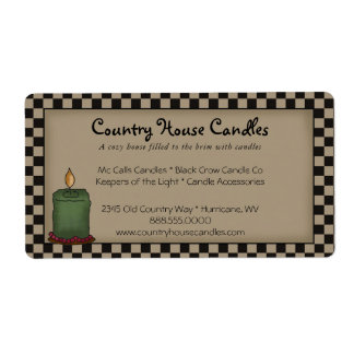 Rustic Primitive Candle Checked Country Label