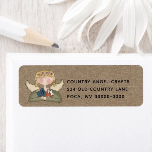 Rustic Primitive Country Angel Return Address  Lab Label