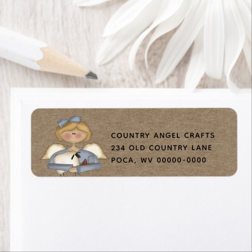 Rustic Primitive Country Angel Return Address  Label