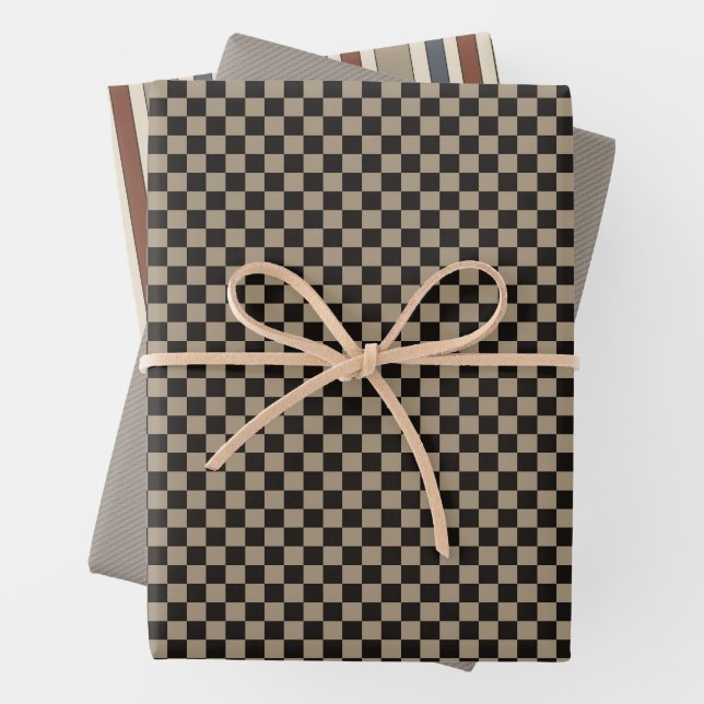Rustic Primitive Country Checks Gift Wrapping Set  Paper Sheets (In situ)