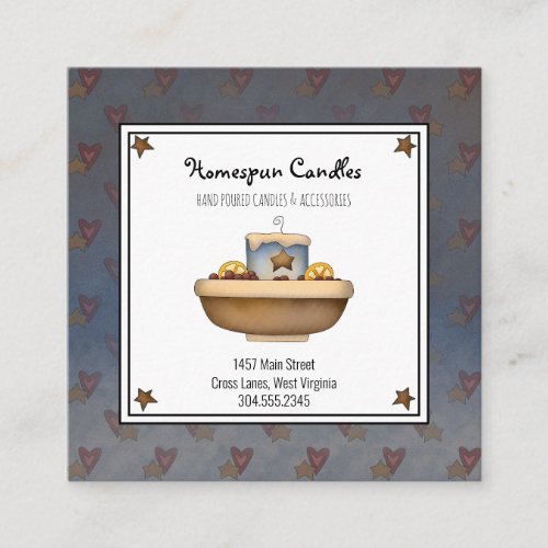 Rustic Primitive Country Grubby Candle  Stars  Square Business Card