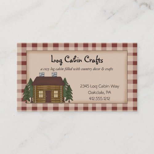 Rustic Primitive Country Homespun Log Cabin  Business Card