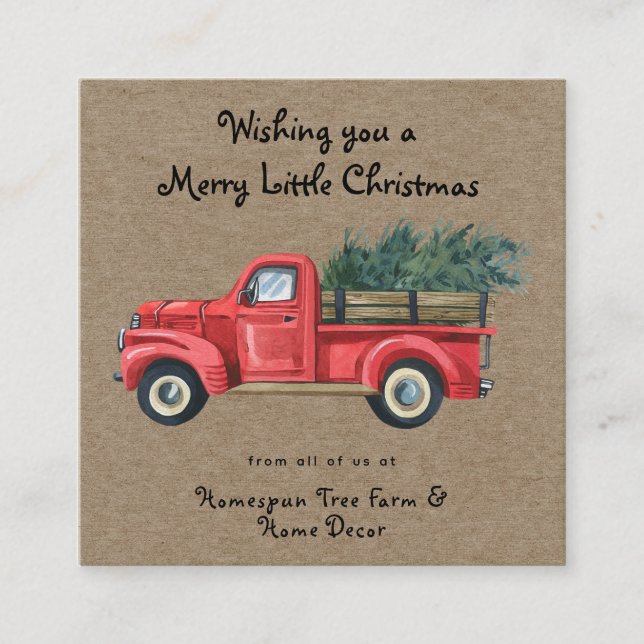 Rustic Primitive Country Kraft Christmas Kraft  Square Business Card (Front)