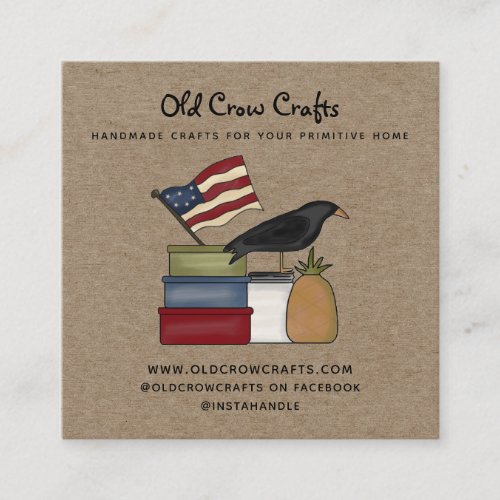 Rustic Primitive Country Kraft  Square Business Card