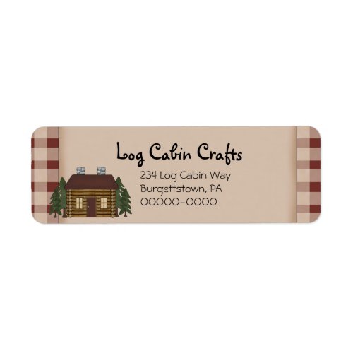 Rustic Primitive Country Log Cabin Return Address  Label