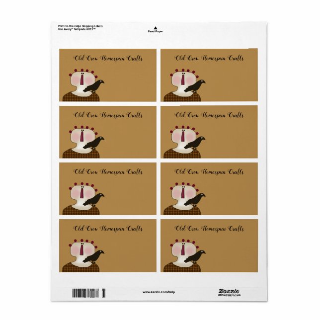 Rustic Primitive Country Primitive Crow Product  Label (Full Sheet)