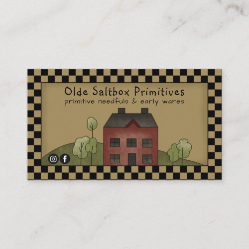 Rustic Primitive Country Saltbox House  Business Card