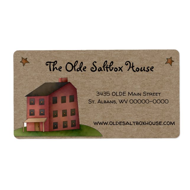 Rustic Primitive Country Saltbox House Shipping  Label (Front)