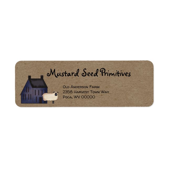 Rustic Primitive Country Saltbox Return Address   Label (Front)