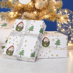 Rustic Primitive Country Santa and Stars Christmas Wrapping Paper