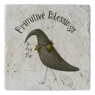 Rustic Primitive Crow Stone Trivet