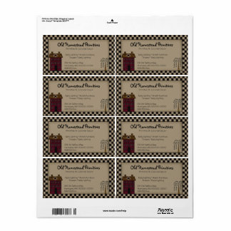 Rustic Primitive Red Saltbox Willow Tree Country Label