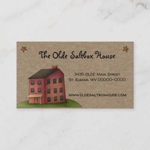 Rustic Primitive Saltbox House Country Kraft Business Card