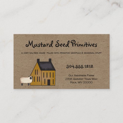 Rustic Primitive Saltbox House  Sheep Country Business Card