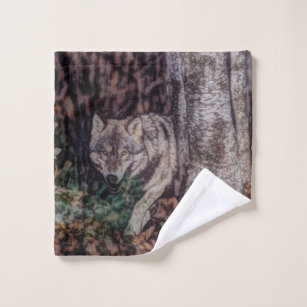 Rustic Primitive Wilderness Wild Wolf Bath Towel Set