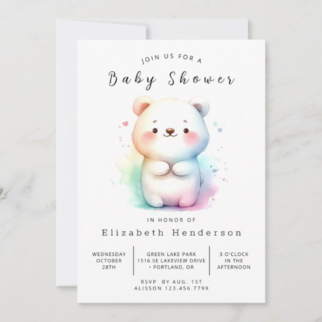 Rustic Printable Bear Baby Shower Invitation (Front)