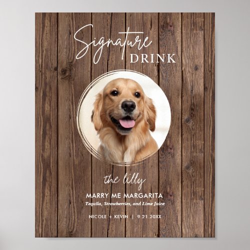 Rustic Printable Dog Wedding Signature Drinks Sign