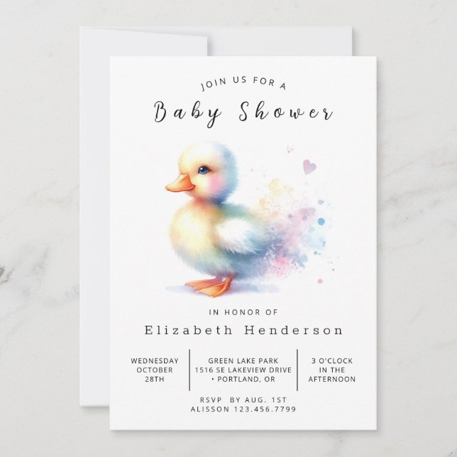 Rustic Printable Duck Baby Shower Invitation (Front)
