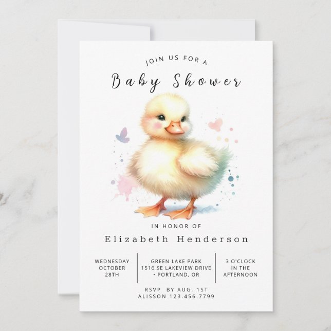 Rustic Printable Duck Baby Shower  Invitation (Front)