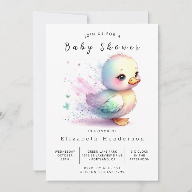 Rustic Printable Duck Baby Shower Invitation (Front)