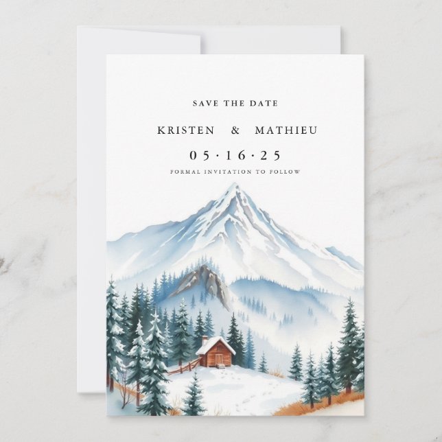 Rustic Printable Mountain Save The Date (Front)