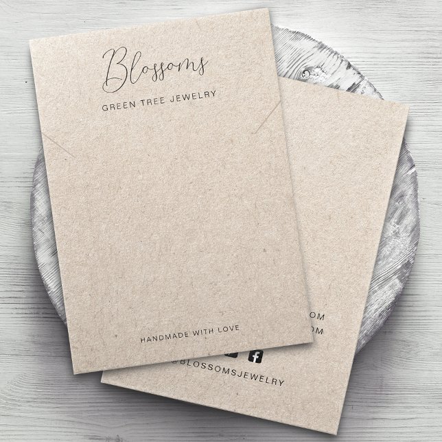 Rustic Printed Kraft Paper Necklace Display Card (Rustic Printed Kraft Paper Necklace Personalized Display Card)