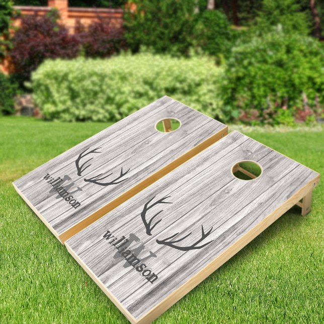 Rustic Printed Wood Deer Antlers Family Cornhole Set (Rustic Printed Wood Deer Antlers Family Cornhole Set)