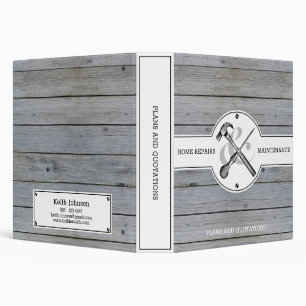 Rustic Professional Construction Gray Wood Vintage 3 Ring Binder