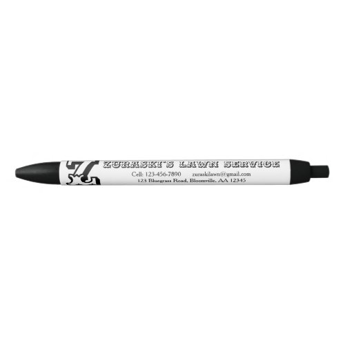 Rustic Professional Monogram Business Black Ink Pen