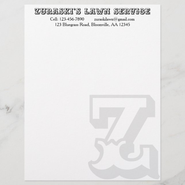 Rustic Professional Monogram Business Letterhead (Front)