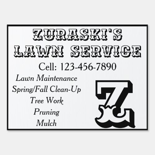 Rustic Professional Monogram Lawn Maintenance Sign