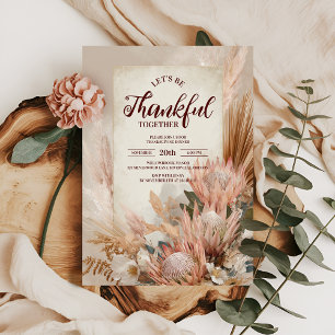 Rustic Protea Bloom Thanksgiving Dinner Invitation