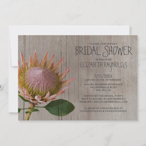 Rustic Protea Bridal Shower Invitations