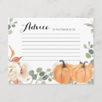 Rustic pumpkin Advice Card Baby Shower