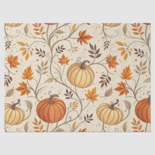 Rustic Pumpkin and Fall Foliage Pattern Tissue Paper