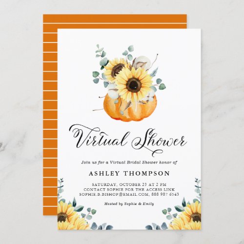 Rustic Pumpkin and Sunflower Virtual Bridal Shower Invitation