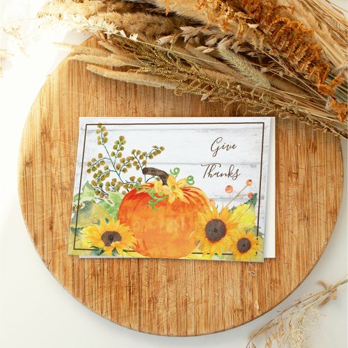 Rustic Pumpkin and Sunflowers Thanksgiving Card