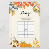 Rustic Pumpkin Animal Watercolor Bingo Game (Front/Back)