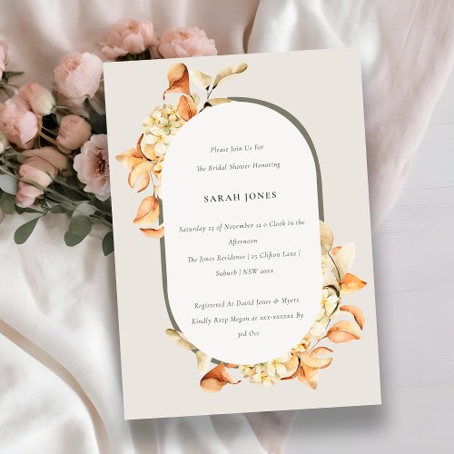 Rustic Pumpkin Arch Floral Bridal Shower Invite