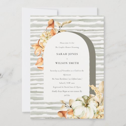 Rustic Pumpkin Arch Floral Couples Shower Invite