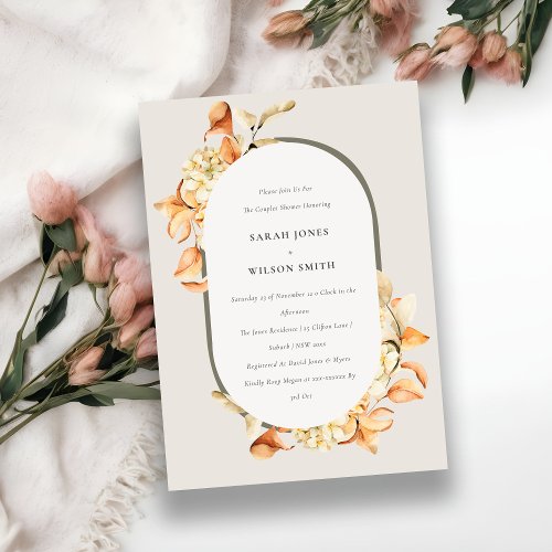 Rustic Pumpkin Arch Floral Couples Shower Invite