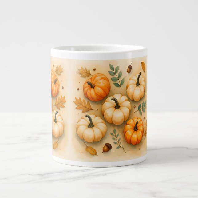 Rustic Pumpkin Arrangement Giant Coffee Mug (Front)