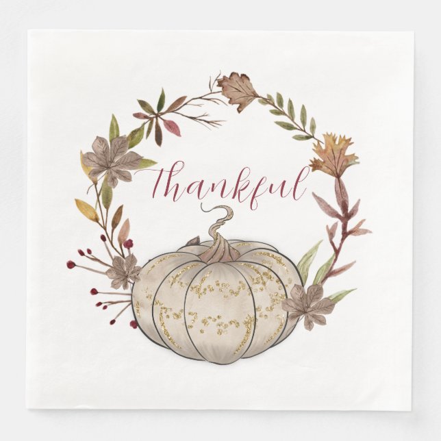 Rustic Pumpkin Autumn And Thanksgiving Paper Dinner Napkins (Front)