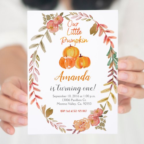 Rustic Pumpkin Autumn Fall Birthday Party Invitation