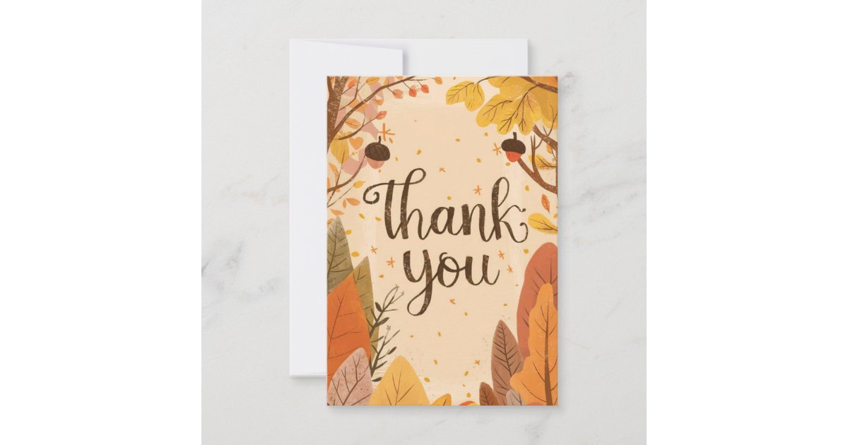 Rustic Pumpkin Autumn Fall Thank You Card | Zazzle