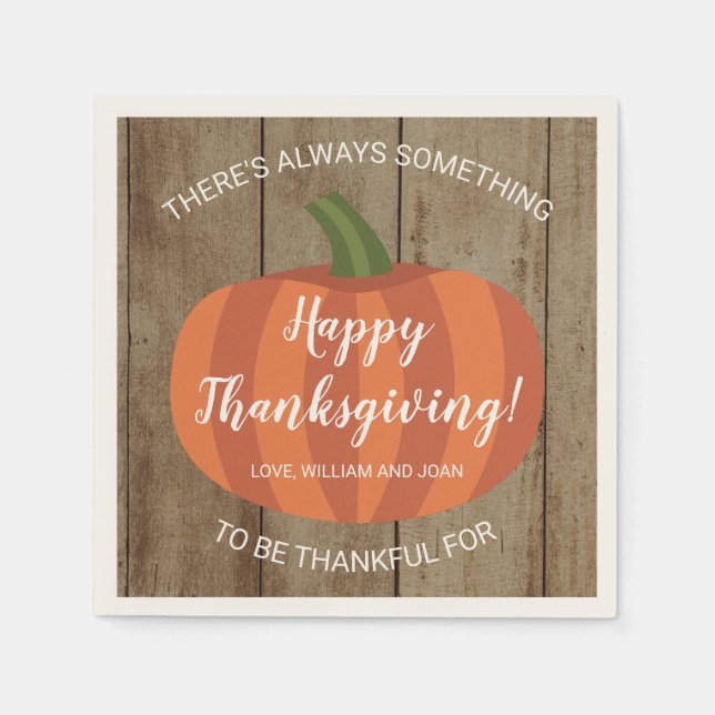 Rustic Pumpkin Autumn Fall Thanksgiving Napkin (Front)