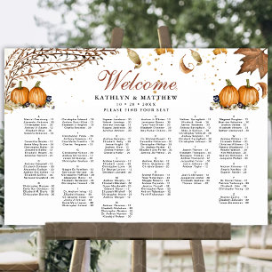 Rustic Pumpkin Autumn Wedding Alphabetical Seating Poster