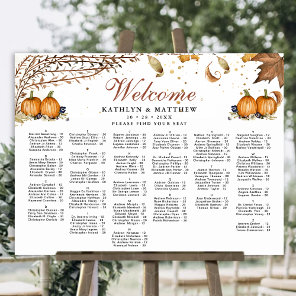 Rustic Pumpkin Autumn Wedding Alphabetical Seating Poster