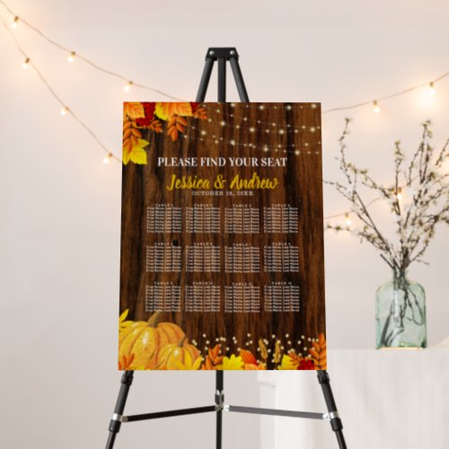 Rustic Pumpkin Autumn Wedding Seating Chart Foam Board