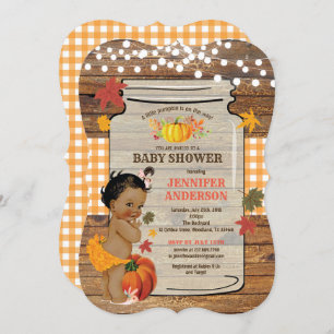 Rustic Pumpkin baby girl shower invitation wood
